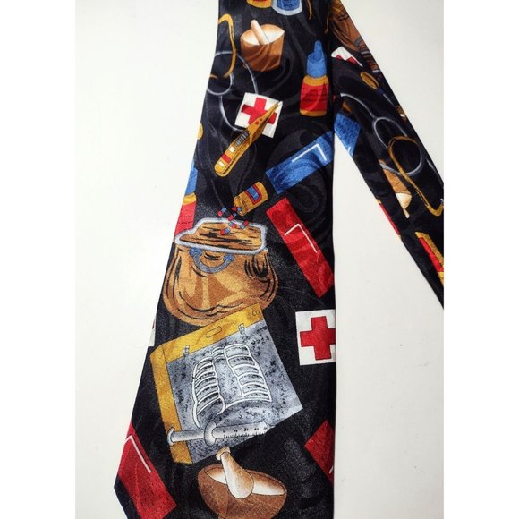 Steven Harris Medical Supplies Satin Tie Vintage Textured Swirl Design Doctor - Picture 2 of 4